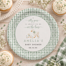 Fiesta de Bebé de Gingham Verde Sage Silly Goose