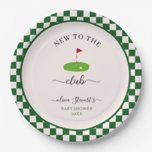 Plato De Papel Fiesta de bebé de golf a cuadros de verano
