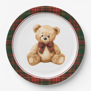 Plato De Papel Fiesta de Bebé de Oso de Peluche Invernal de Cuadr