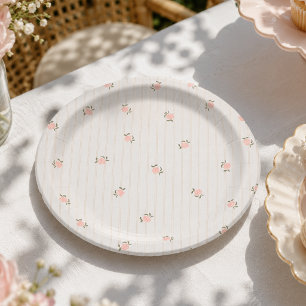 Plato De Papel Fiesta de Bebé Floral Vintage