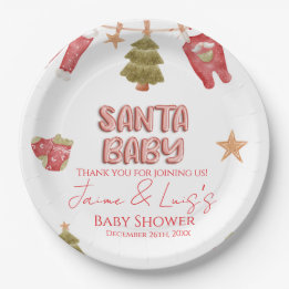 Plato De Papel Fiesta de Bebé Niño Santa Niña Vacaciones