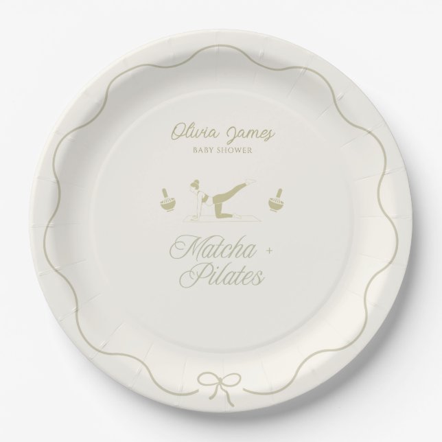 Plato De Papel Fiesta de bebé pilates hecha a mano (Anverso)