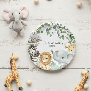 Plato De Papel Fiesta de Bebé Salvaje y Lindo Safari Jungla