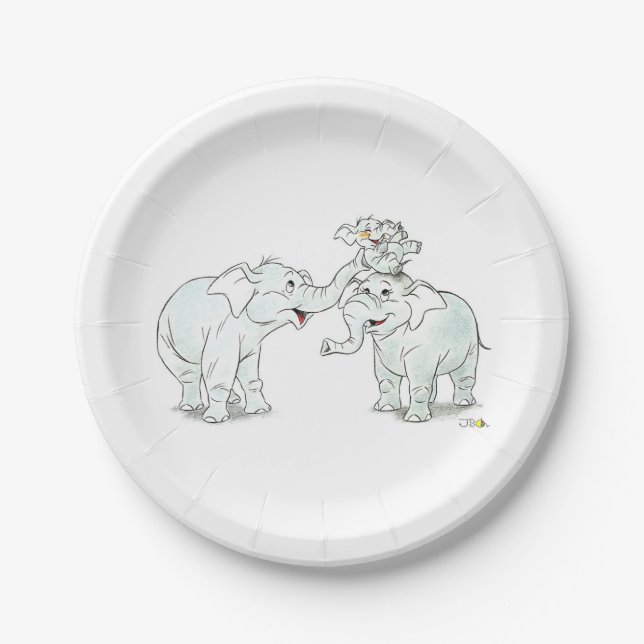 Plato De Papel fiesta de bienvenida al bebé linda del dibujo (Anverso)