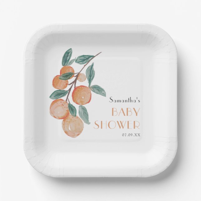 Plato De Papel Fiesta de Bienvenida de Mandarin Citrus (Anverso)