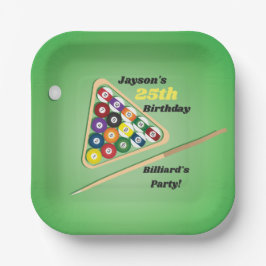 Plato De Papel Fiesta de billar Green and Black