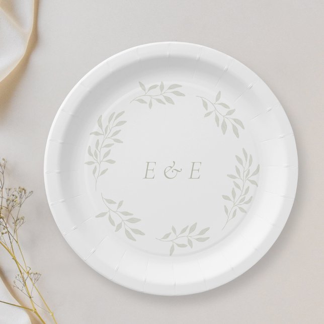 Plato De Papel Fiesta de Boda Elegante Sage Greenery (Subido por el creador)