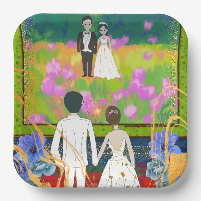 Plato De Papel fiesta de bodas (Anverso)