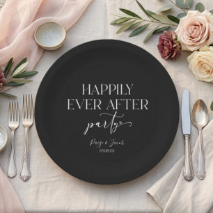 Plato De Papel Fiesta de Bodas Después de Felices para Siempre