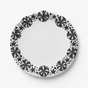 Plato De Papel Fiesta de borlas negras