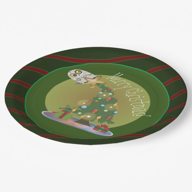 Plato De Papel Fiesta de búho de árbol de Navidad (Angular)