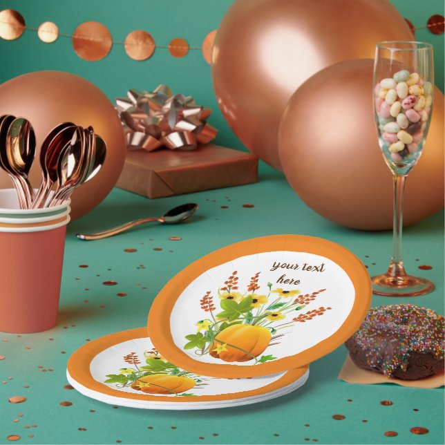 Plato De Papel Fiesta de calabaza de temporada de otoño (Multi)