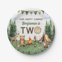Plato De Papel Fiesta de Camping 2º Cumpleaños