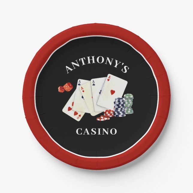 Plato De Papel Fiesta de Casino Poker Personalizado (Anverso)