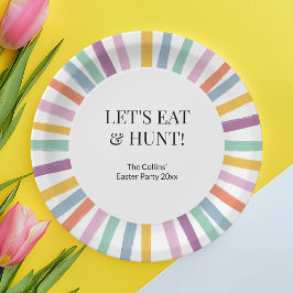 Plato De Papel Fiesta de caza de huevos de pascua de niños a raya