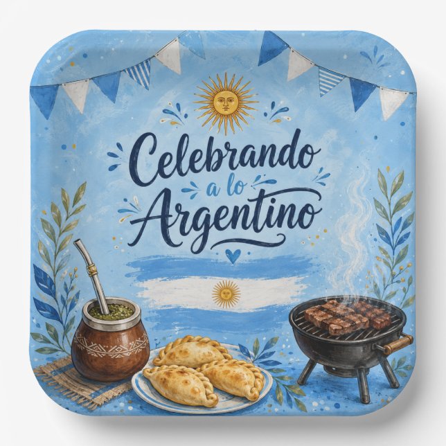 Plato De Papel Fiesta de Celebración Argentina (Anverso)