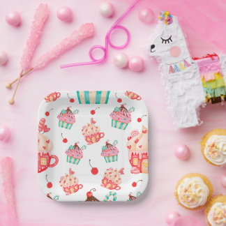 Plato De Papel fiesta de celebración de dulces de quequitos