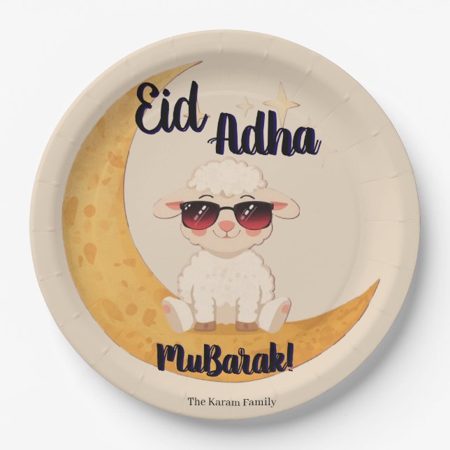 Plato De Papel Fiesta de Celebración de Eid Mubarak (Anverso)