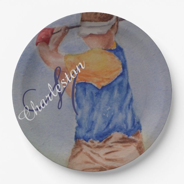 Plato De Papel Fiesta de celebración de golf (Anverso)