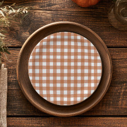 Plato De Papel Fiesta de cena de gingham de otoño rústico