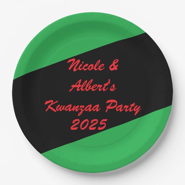 Plato De Papel Fiesta de cena de Guay Kwanzaa (Anverso)