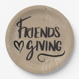 Plato De Papel Fiesta de cena de Kraft Friendsgiving