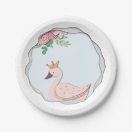 Plato De Papel Fiesta de Cisne Cute Girly