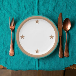 Plato De Papel Fiesta de cobre y turquesa