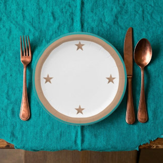 Plato De Papel Fiesta de cobre y turquesa