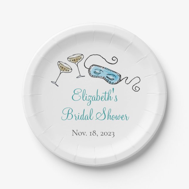 Plato De Papel Fiesta de cóctel de los años 60 Ilustrada a mano C (Anverso)