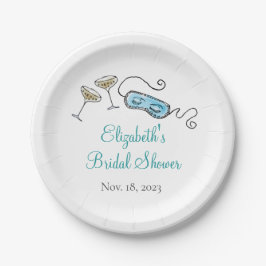 Plato De Papel Fiesta de cóctel de los años 60 ilustrada a mano e