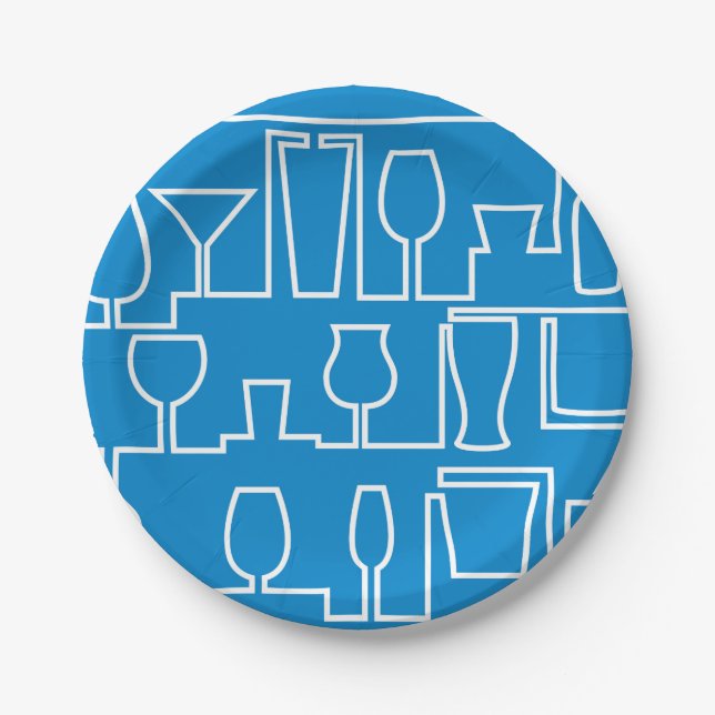 Plato De Papel Fiesta de cócteles azules (Anverso)