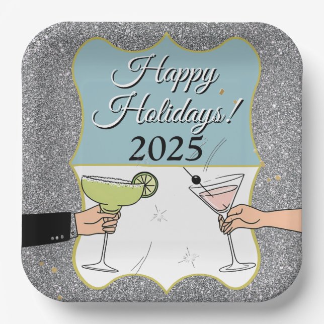 Plato De Papel Fiesta de cócteles, conversaciones sofisticadas, b (Anverso)