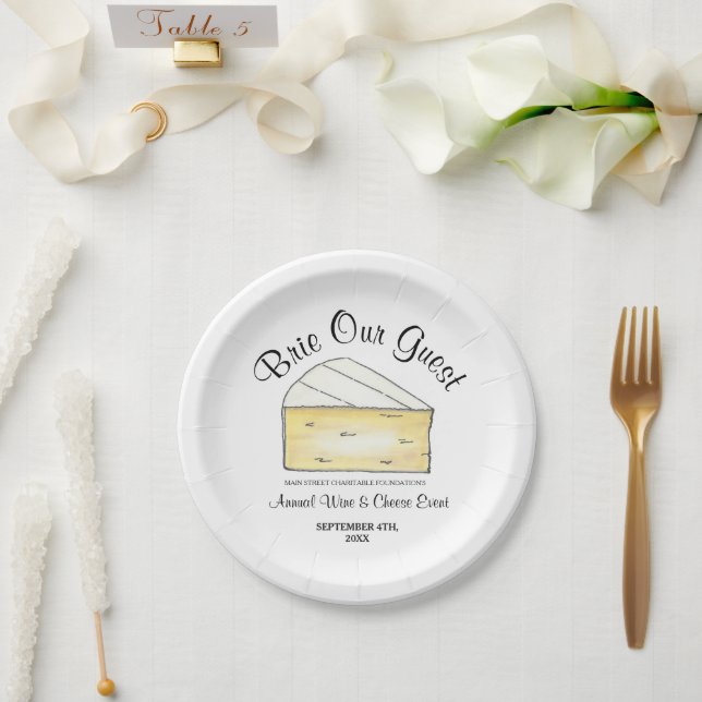 Plato De Papel Fiesta de cócteles de Queso de Vino Brie Nuestro I (Boda)