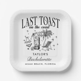 Plato De Papel Fiesta de cócteles moderna soltera costera negra