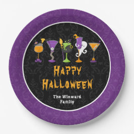 Plato De Papel Fiesta de cócteles y disfraces de Halloween Morado
