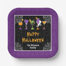 Plato De Papel Fiesta de cócteles y disfraces de Halloween Morado