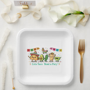 Plato De Papel Fiesta de Comida Mexicana Kawaii Adorable - Taco B