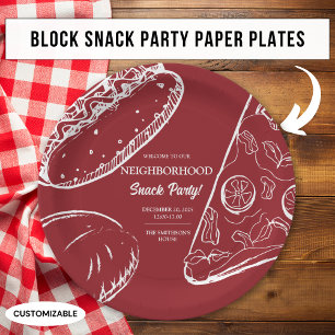 Plato De Papel Fiesta de Comida Rápida en la Manzana Divertida de