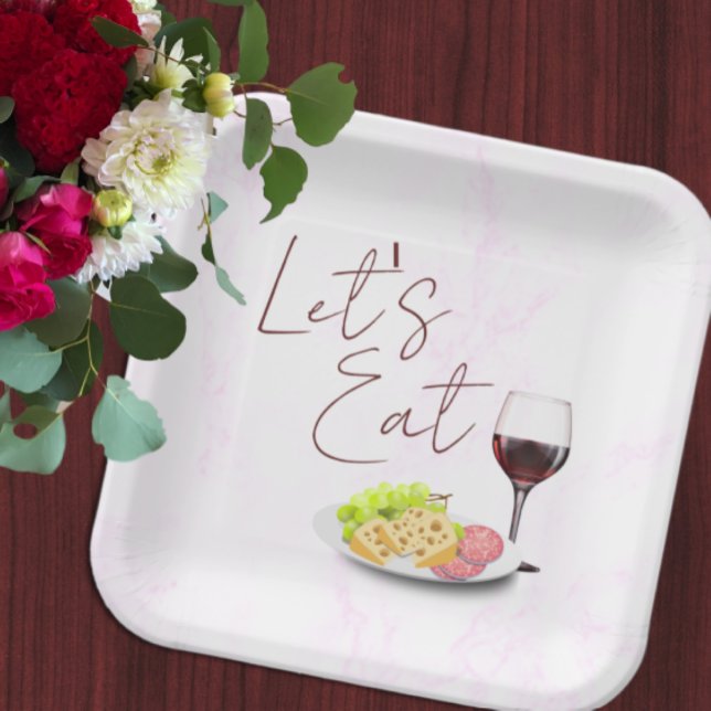 Plato De Papel Fiesta de compromiso con vino y charcutería (Subido por el creador)