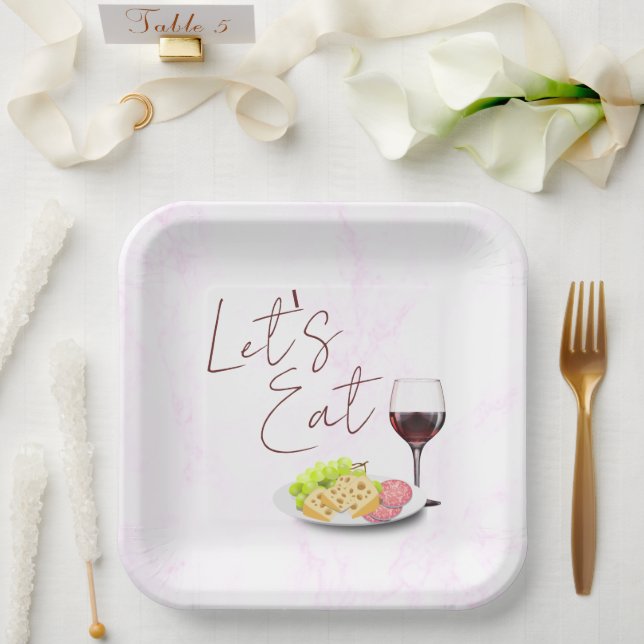 Plato De Papel Fiesta de compromiso de vino y charcutería (Boda)