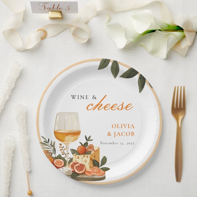 Plato De Papel Fiesta de compromiso de vino y queso (Boda)