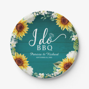 Plato De Papel Fiesta de compromiso I Do BBQ Rustic Sunflowers