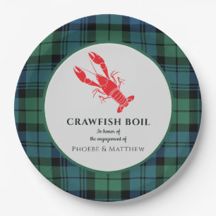Plato De Papel Fiesta de compromiso Plaid Tartan Crawfish Boil