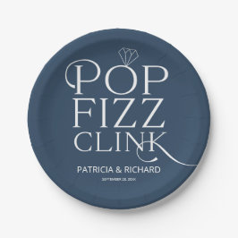 Plato De Papel Fiesta de compromiso Pop Fizz Clink Azul