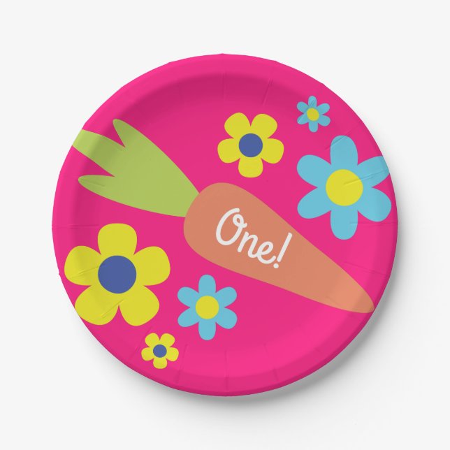 Plato De Papel Fiesta de Conejo de Abundancia Infantil Cute (Anverso)