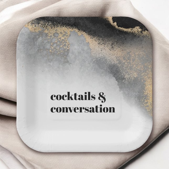 Plato De Papel Fiesta de conversación y cócteles abstractos moder (Subido por el creador)
