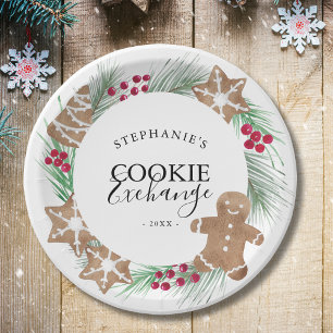 Plato De Papel Fiesta de Cookie Exchange de navidades