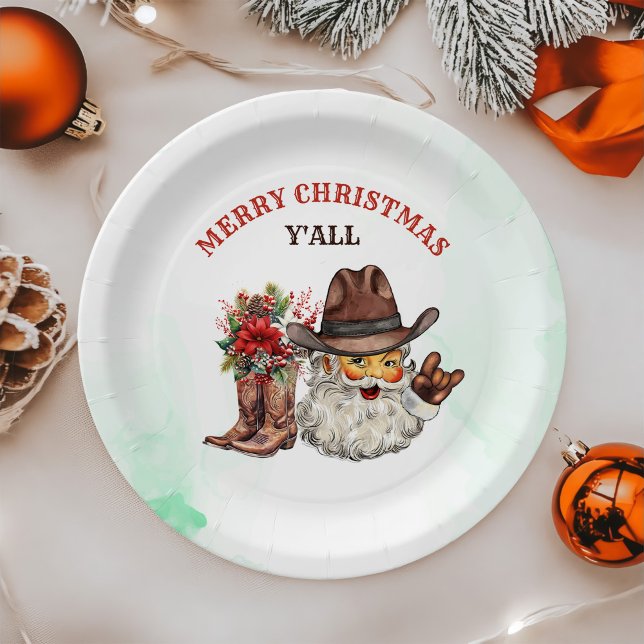 Plato De Papel Fiesta de Cowboy Santa Navidades (Subido por el creador)
