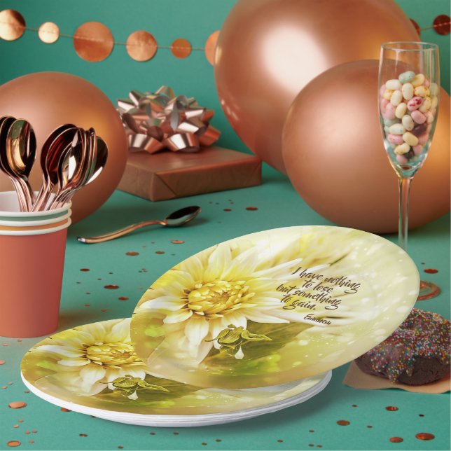 Plato De Papel Fiesta de Crisantemo Amarillo Placa de Papel con D (Multi)